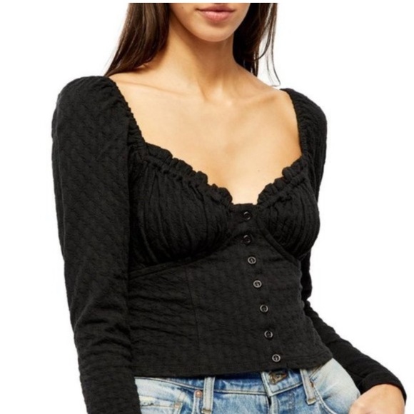Free People Ladybug Black Lace Top - Picture 2 of 8